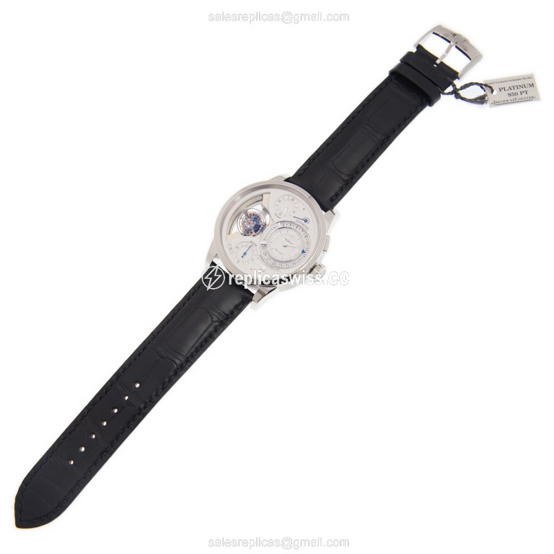 Jaeger-Lecoultre Q6056590 DUOMETRE - Manual - 950 Platinum Case - Silver Dial - Black Alligator Strap - View 2