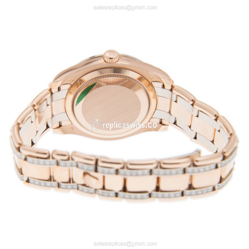 Rolex Datejust Replica - Automatic - 18kt Rose Gold Case - Diamond Dial - Gold Clasp & Diamond Strap - View 4