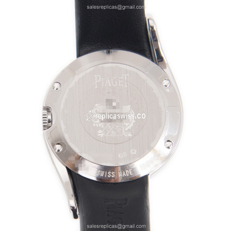 Piaget Limelight Quartz 18kt White Gold - Diamond Dial - Silver - Leather Strap - Buckle Clasp - View 3