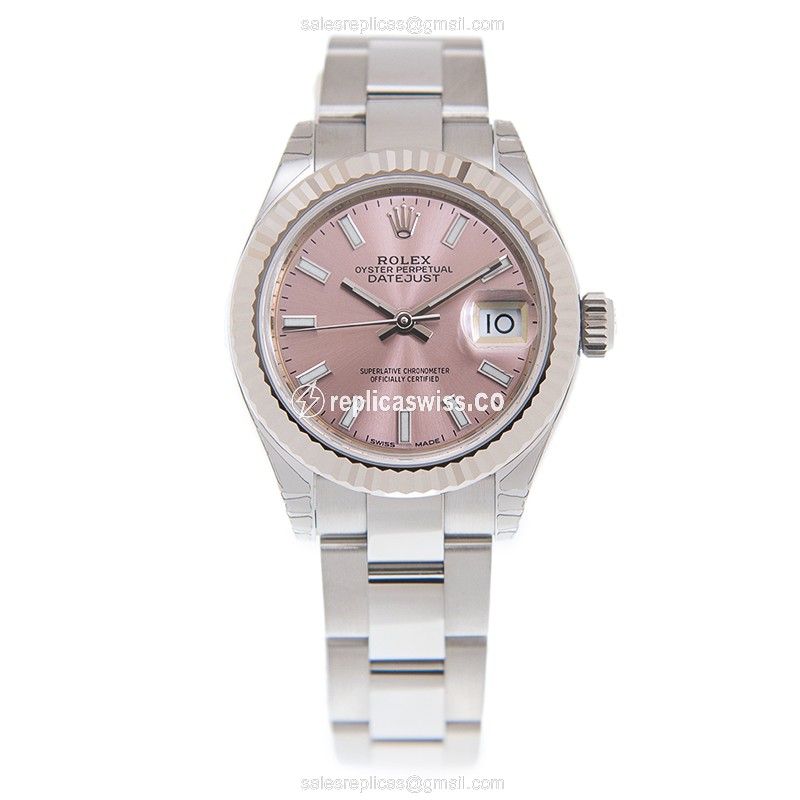 Rolex Lady Datejust Replica - Automatic | Steel Case | Pink Dial | Silver Clasp - View 2