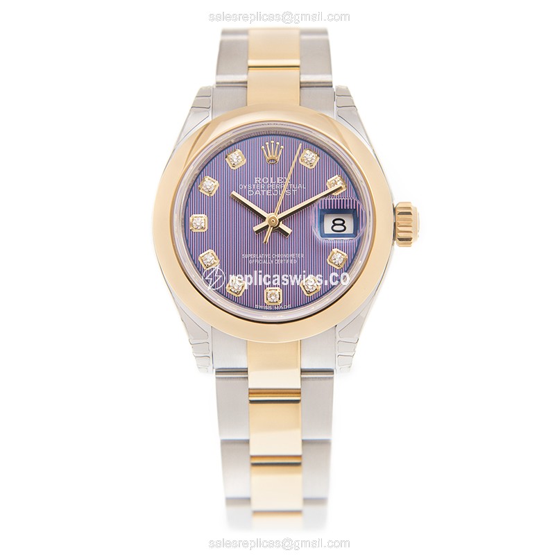 Rolex Datejust Replica - Automatic - 18kt Gold & Steel - Purple Dial - View 2