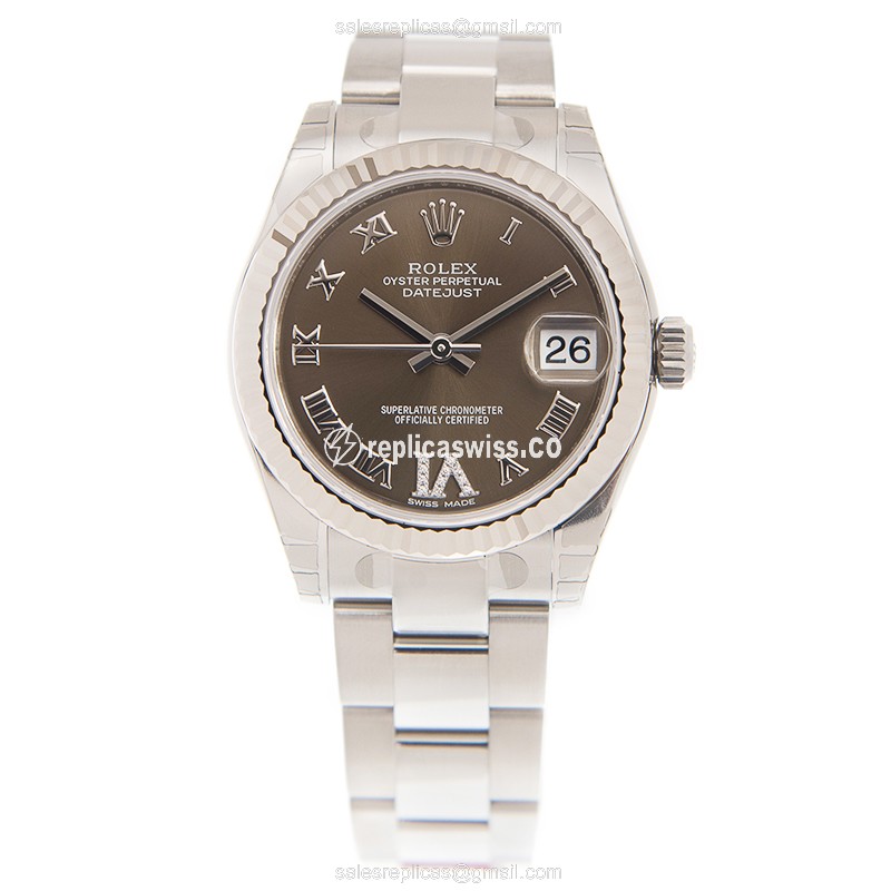 Rolex Lady Datejust Replica - Automatic - White Gold & Steel - Round Dial - Silver Steel Clasp - View 2