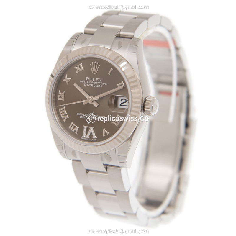 Rolex Lady Datejust Replica - Automatic - White Gold & Steel - Round Dial - Silver Steel Clasp - View 3