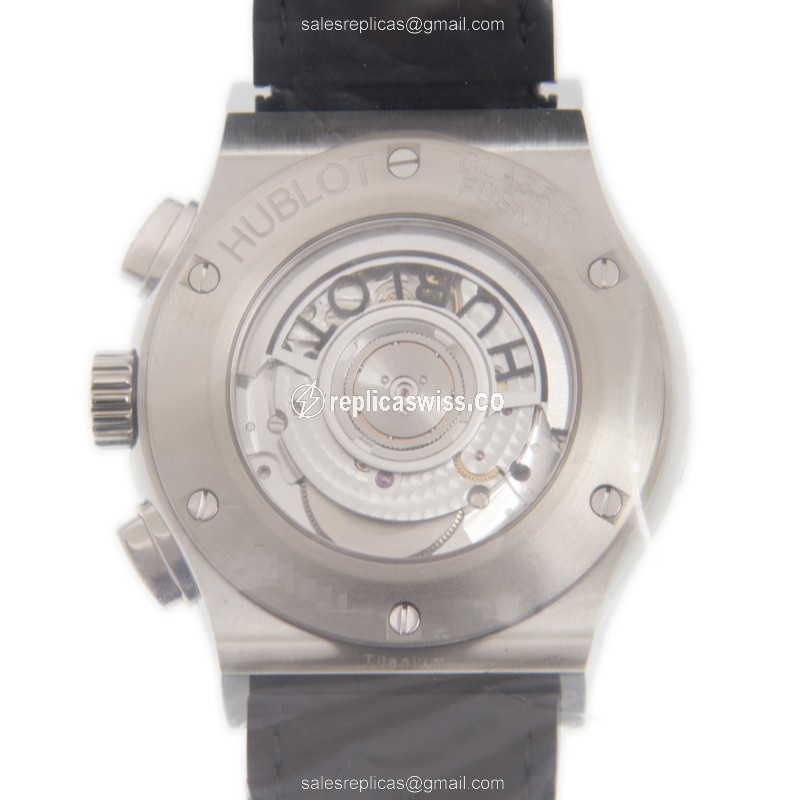 Hublot Classic Fusion Replica - Automatic - Titanium - Diamond Bezel - Black Dial - Alligator Strap - View 3