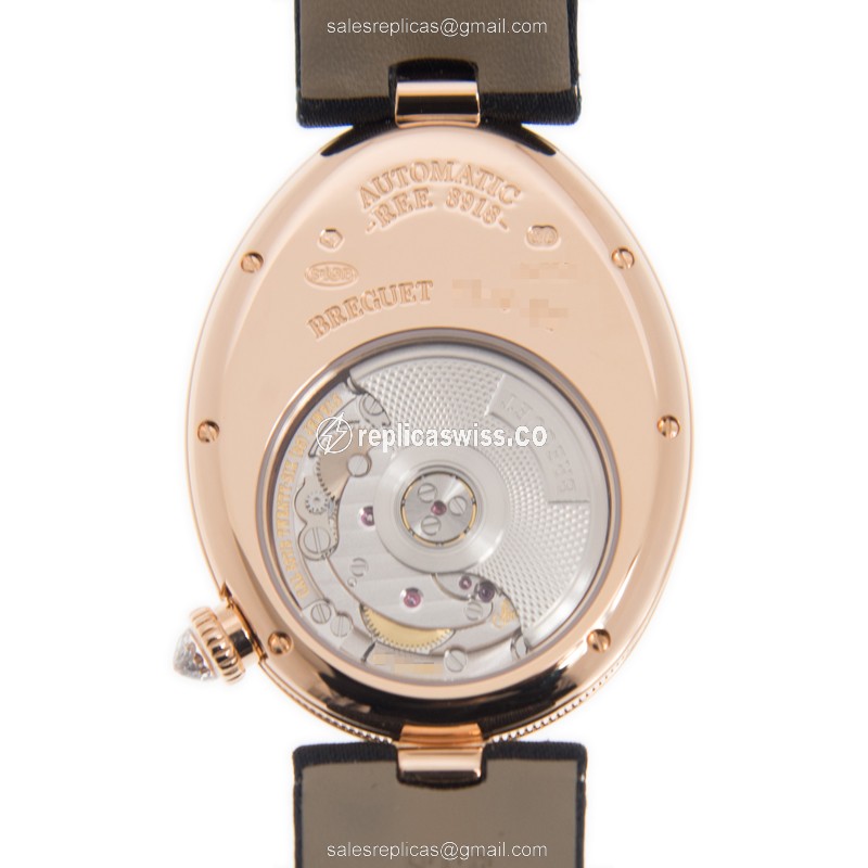 Breguet REINE DE NAPLES Replica - Automatic - 18kt Rose Gold - Diamonds - White Dial - View 3