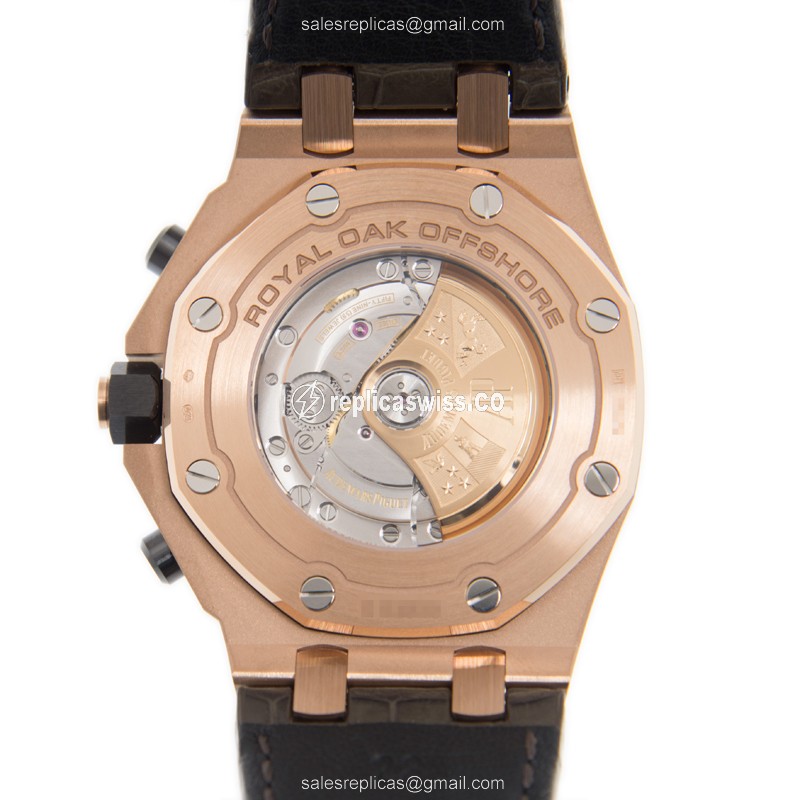 Royal Oak Offshore Replica - Automatic - 18kt Rose Gold - Gray Dial - Buckle Clasp - Grey Alligator Strap - View 3