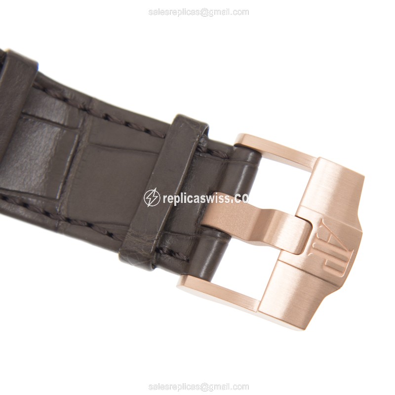 Royal Oak Offshore Replica - Automatic - 18kt Rose Gold - Gray Dial - Buckle Clasp - Grey Alligator Strap - View 4