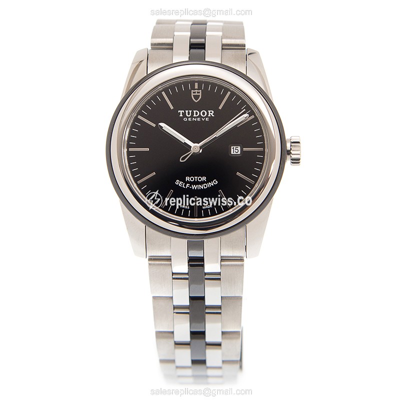 Tudor Glamour Date Automatic - Black Dial - Steel Case - Silver Band - View 2