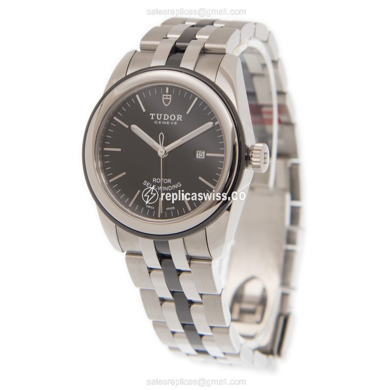 Tudor Glamour Date Automatic - Black Dial - Steel Case - Silver Band - View 3