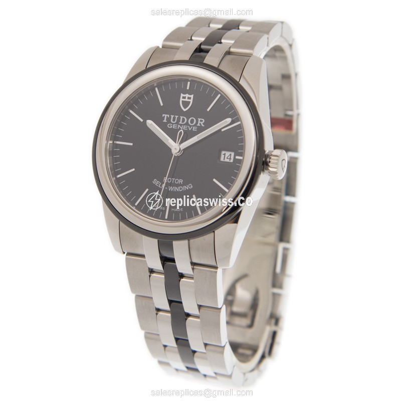 Tudor Glamour Date Replica - Automatic - Steel Case - Black Dial - Silver Steel Band - View 3