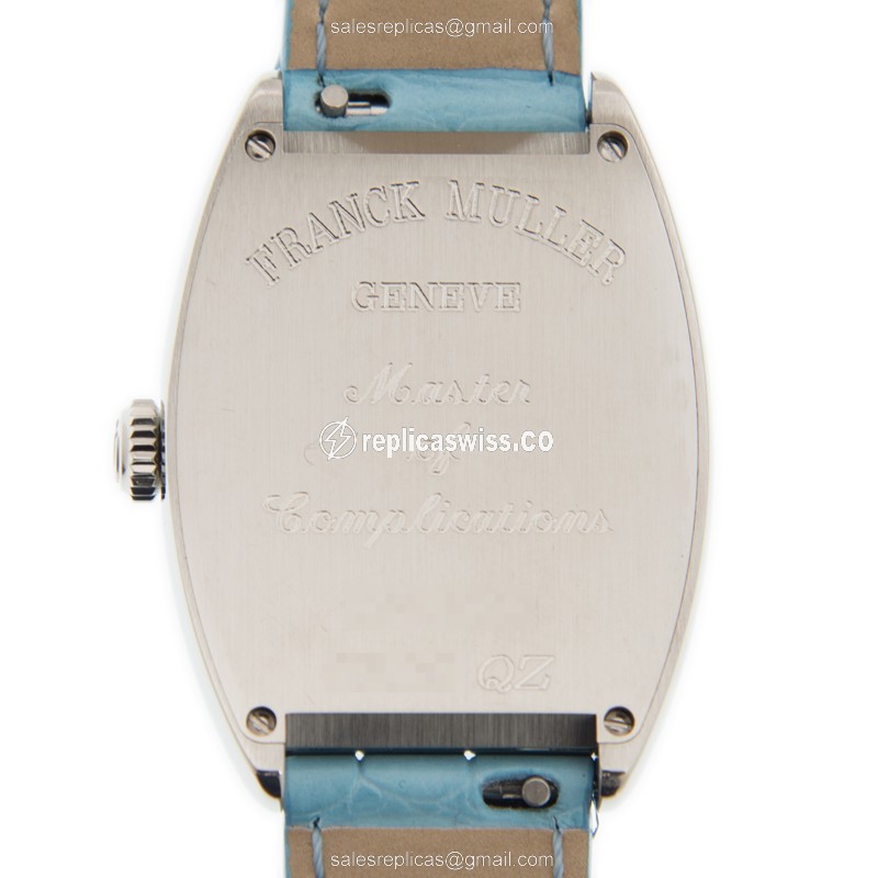 Franck Muller 7502 QZ Blue Curvex - Quartz - Stainless - Blue Dial - Diamonds - Alligator Blue - View 3