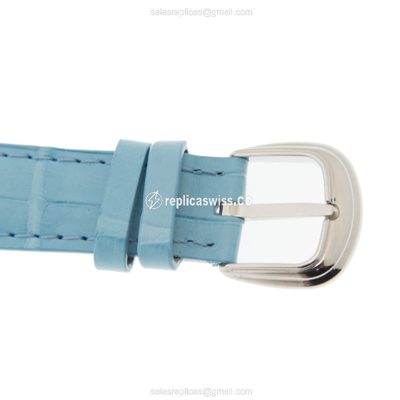 Franck Muller 7502 QZ Blue Curvex - Quartz - Stainless - Blue Dial - Diamonds - Alligator Blue - View 4