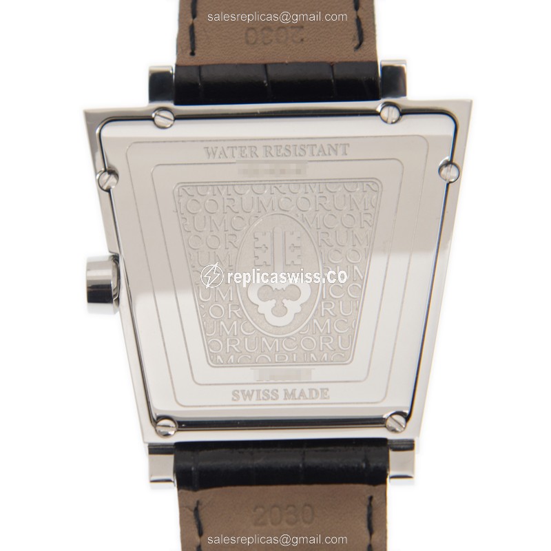 Corum Trapeze Quartz & Diamond - Black Dial - Alligator Black - Buckle Clasp - View 3