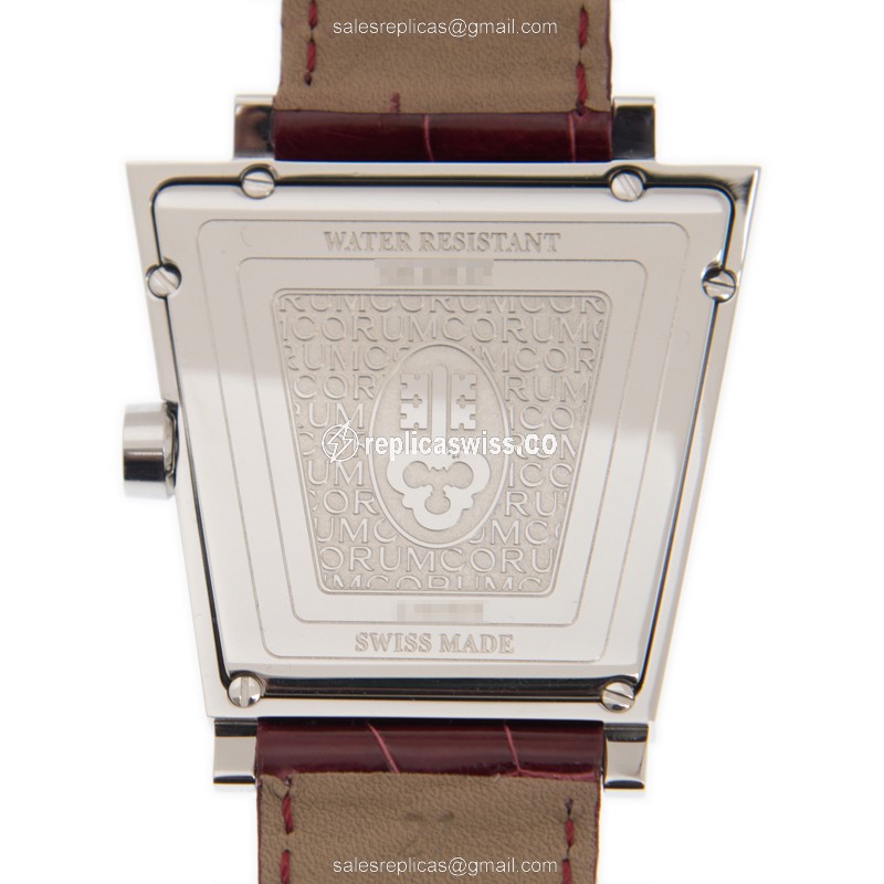 Corum Trapeze Quartz Replica - Red Dial - Diamond Case - Red Alligator Strap - Buckle Clasp - View 3