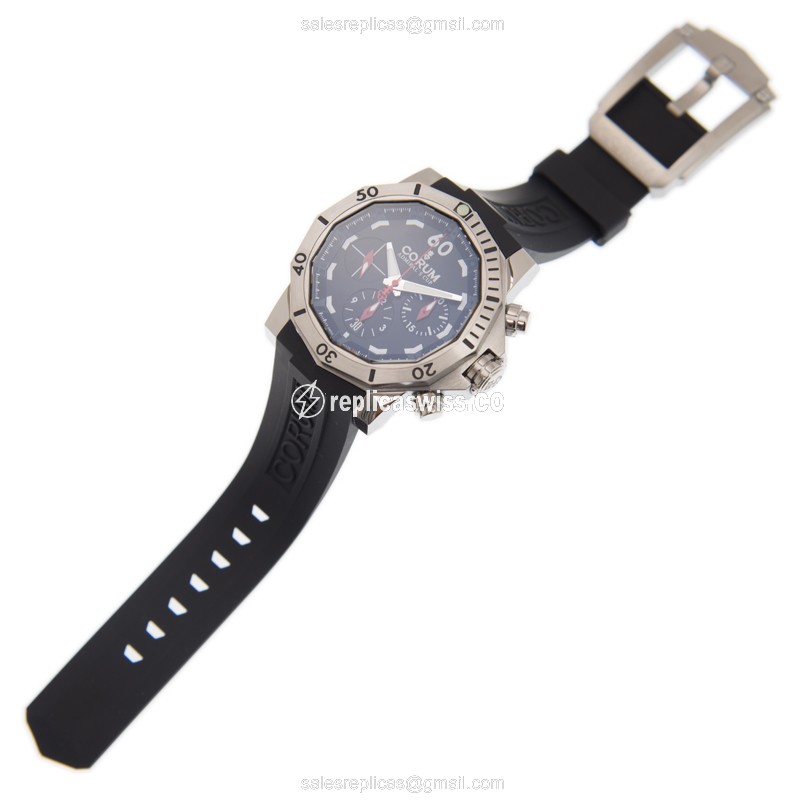 Corum ADMIRALS CUP Replica - Automatic - Steel - Black Dial - Black Rubber Strap - Buckle Clasp - View 2