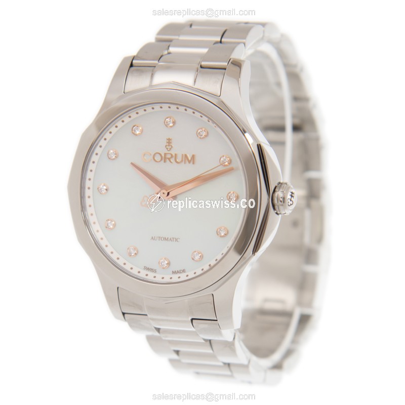Corum Bubble Automatic - Stainless Steel - White Dial - Silver Clasp - View 3