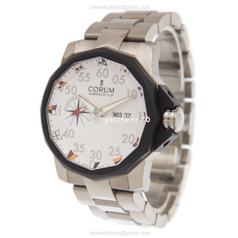 Corum A947/03553 ADMIRALS Cup - Auto - Steel Case - White Dial - Silver Strap - View 3
