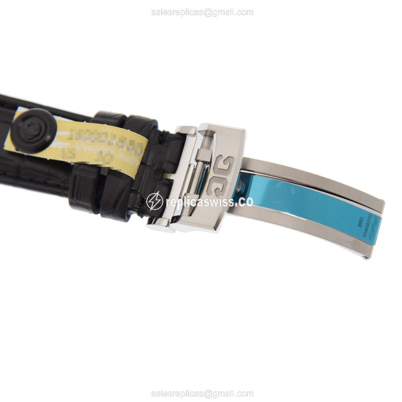 Glashutte Senator Automatic - Skeletonized - Steel Case - White Dial - Black Alligator Strap - View 4