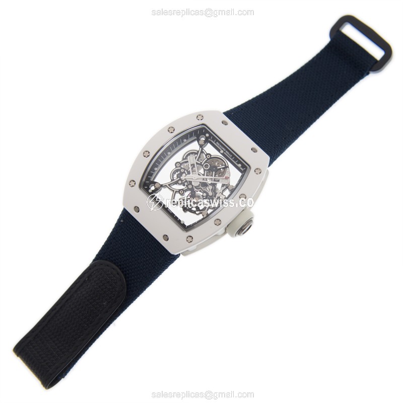 Richard Mille RM055 - Manual Wind - Ceramic Case - Skull Dial - Blue Canvas Strap - View 2