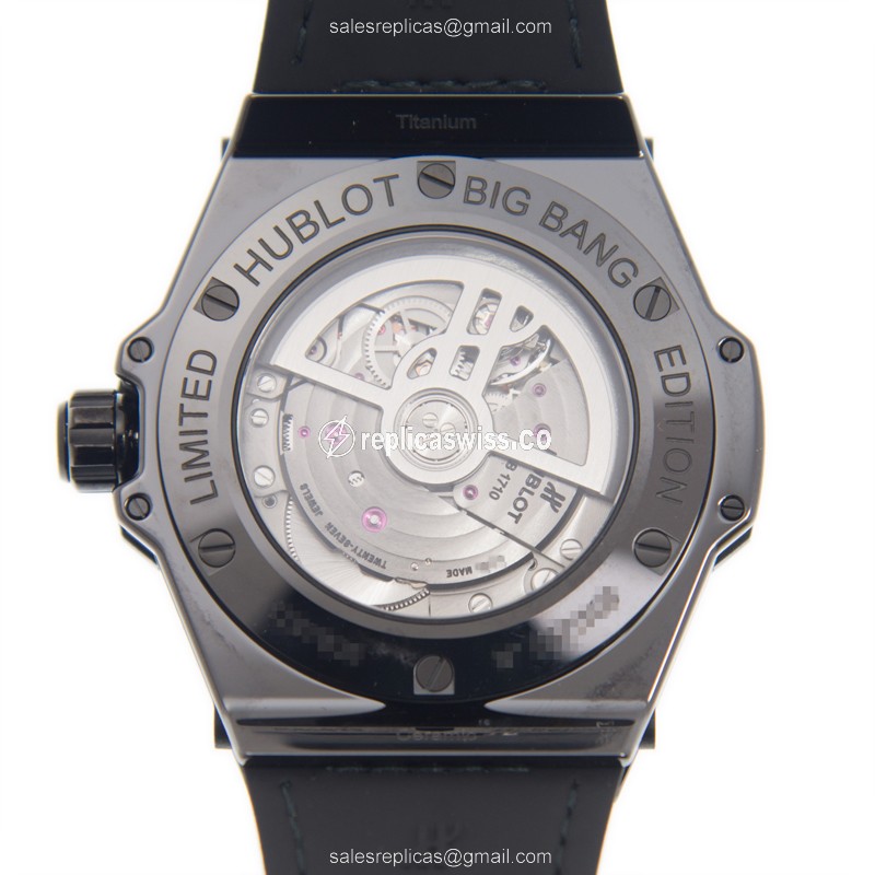 Hublot BIG BANG Replica - Automatic - Black Dial - Ceramics - Leather Strap - View 3