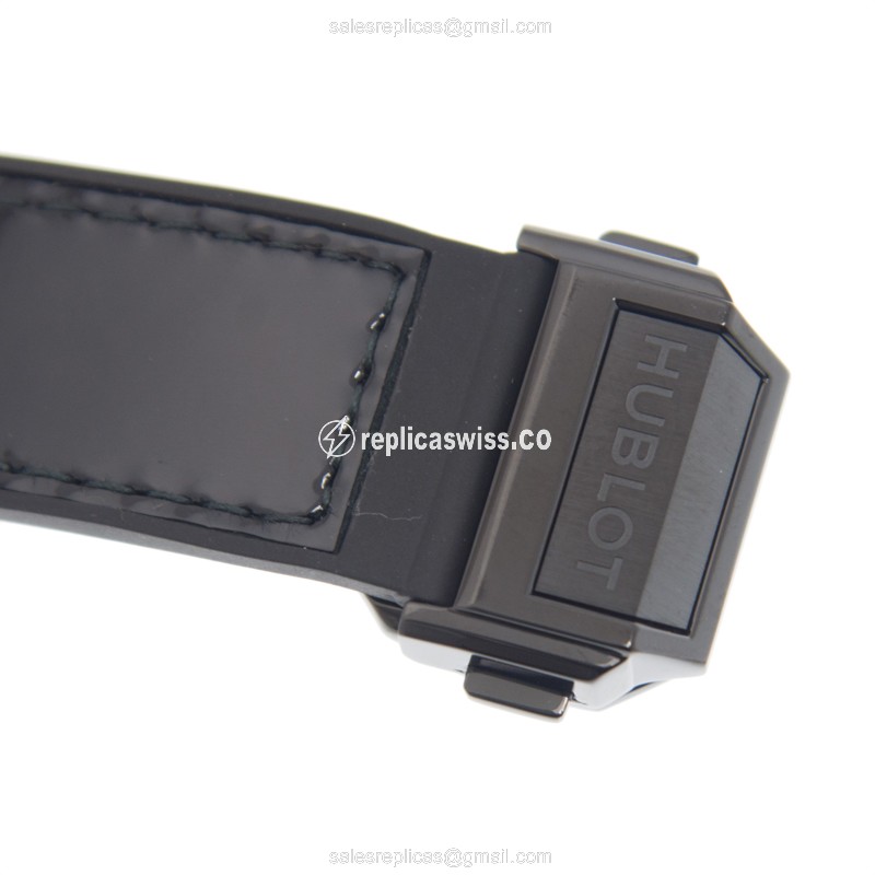Hublot BIG BANG Replica - Automatic - Black Dial - Ceramics - Leather Strap - View 4