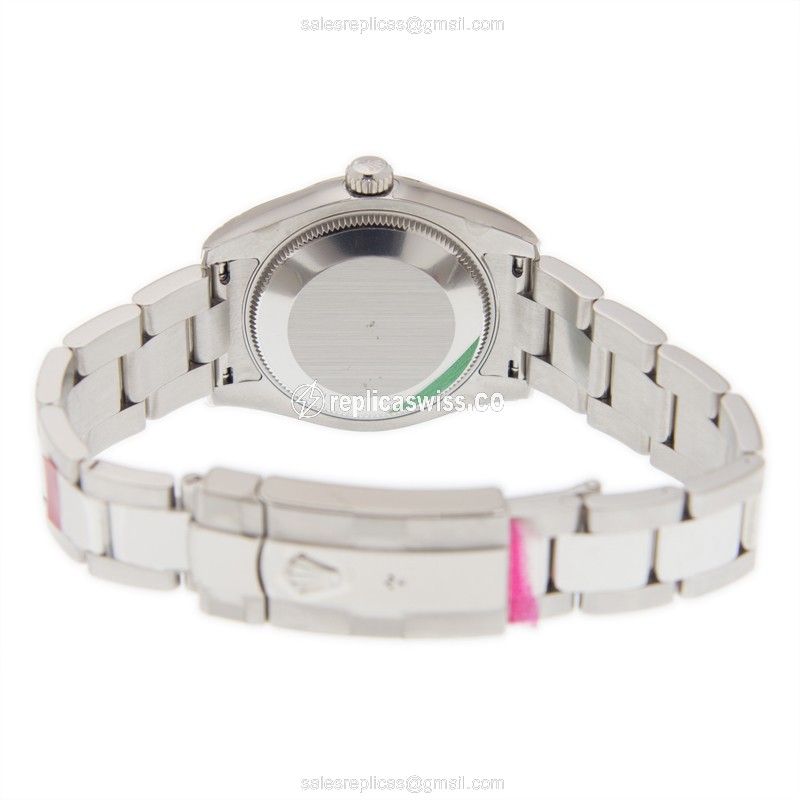 Rolex Lady Datejust Replica - Automatic - 18kt White Gold - Black Dial - Silver Strap - View 4