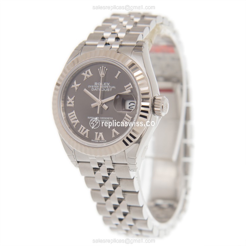 Rolex Lady Datejust Replica - Automatic | Steel Case | Gray Dial | Silver Clasp - View 3