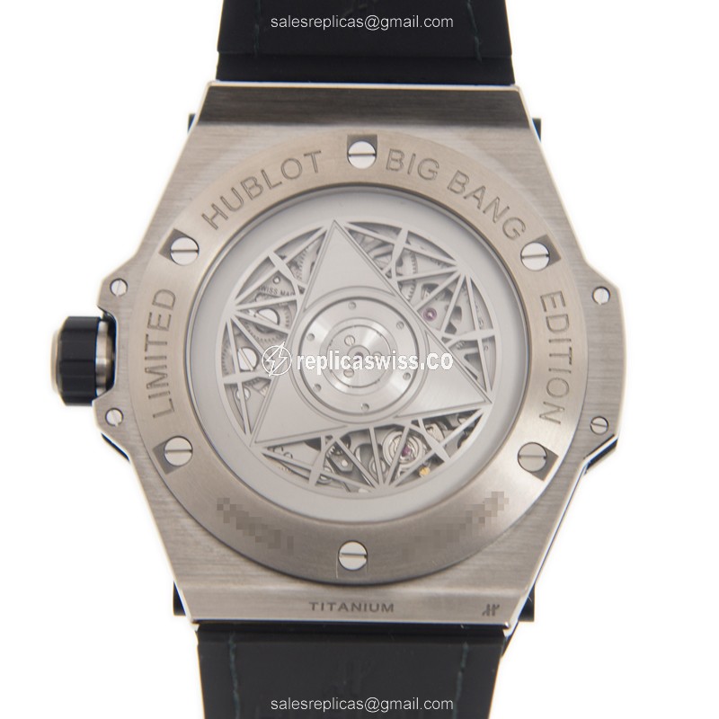 Hublot BIG BANG Replica - Automatic - Titanium Case - White Dial - Leather Strap - View 3
