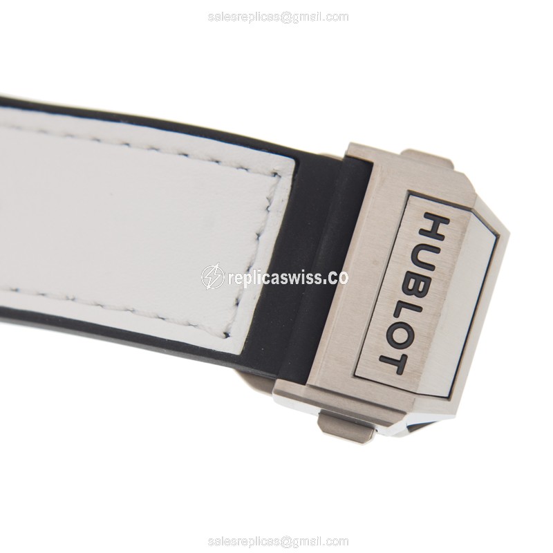 Hublot BIG BANG Replica - Automatic - Titanium Case - White Dial - Leather Strap - View 4