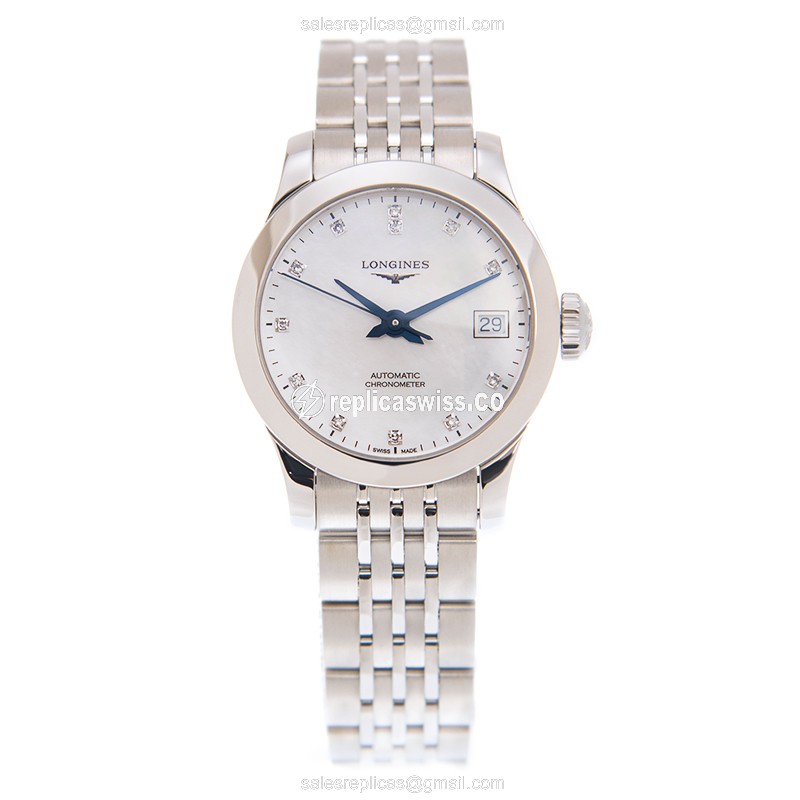 Longines Record Replica - Automatic | Steel Case | White Dial | Silver Clasp - View 2