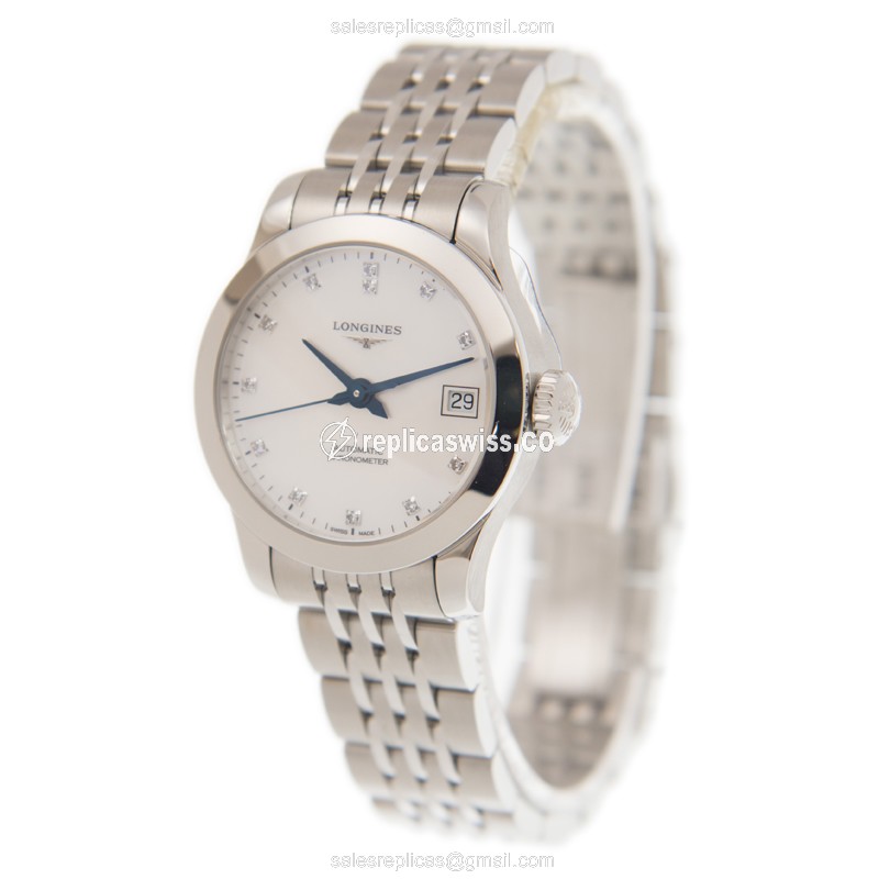 Longines Record Replica - Automatic | Steel Case | White Dial | Silver Clasp - View 3
