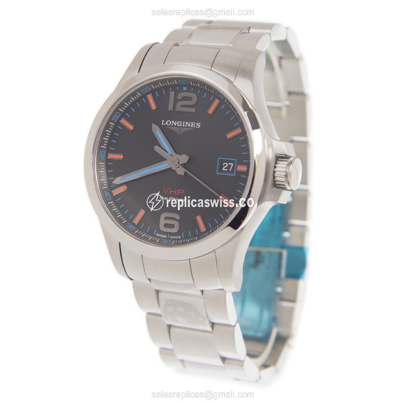 Longines Conquest Replica - Automatic - Stainless Steel Case - Black Dial, Silver Clasp - View 3