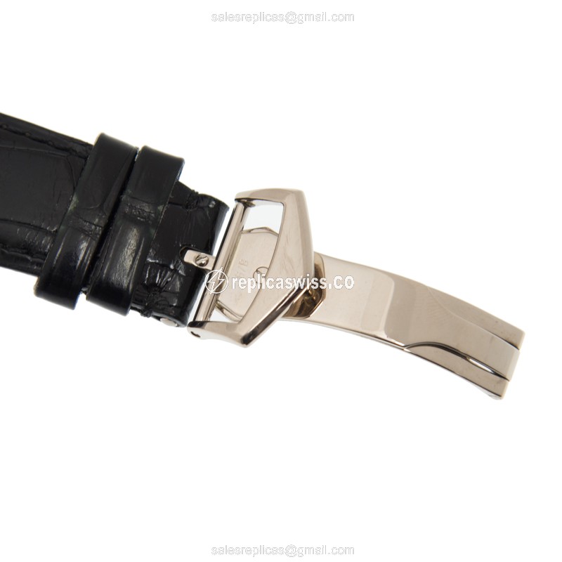 Patek Philippe 5146G-001 Replica - Automatic - 18kt White Gold - White Dial - Grey Alligator Strap - View 4