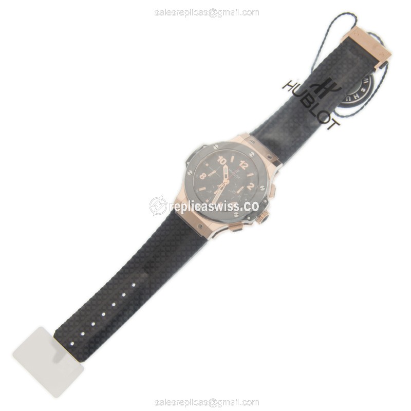 Hublot BIG BANG Replica - Automatic - 18kt Rose Gold - Black Dial - Rubber Strap - View 2