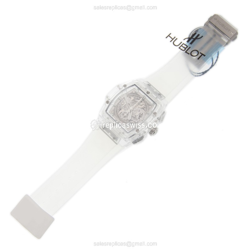 Hublot Spirit of Big Bang Replica - Automatic Sapphire Case - Silver Dial - Rubber Strap - View 2