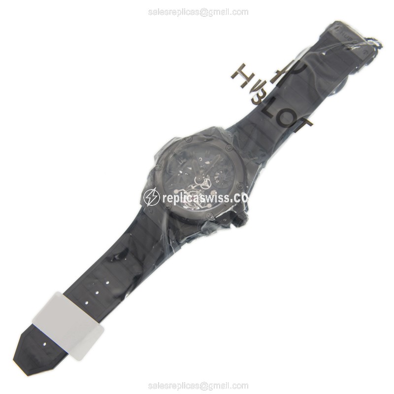 Hublot UICO Manual Wind Ceramics - Black Dial - Rubber Black Clasp - View 2