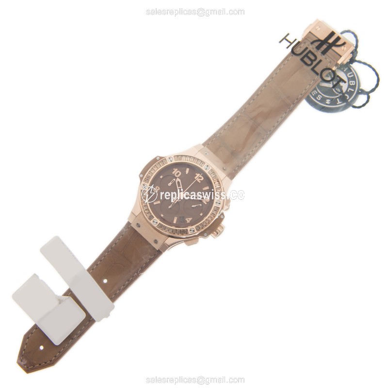 Hublot BIG BANG 341.PA.5390 Replica - Automatic - 18kt Rose Gold - Brown Dial - Leather Strap - View 2
