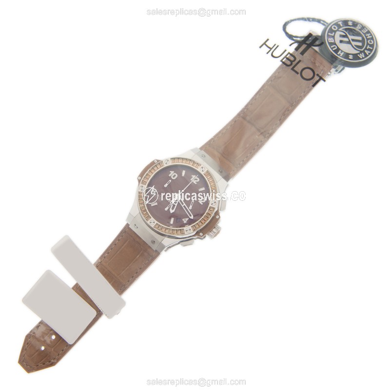 Hublot BIG BANG Rep - Auto - Brown Dial - Steel - Alligator Brown - View 2