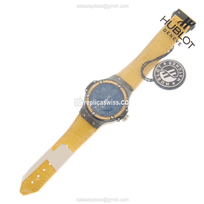 Hublot BIG BANG Quartz - Black Dial - Ceramics Case - Yellow Alligator - Sapphire Crystal - View 2