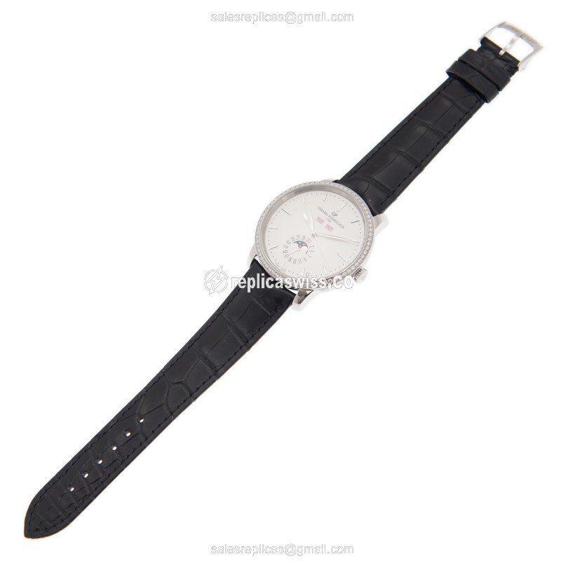 Girard Perregaux 1966 Replica - Automatic - White Dial - Diamonds - Stainless Steel Case - Black Alligator Strap - View 2