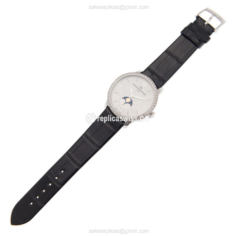 Girard Perregaux 1966 Replica - Automatic - Diamond Case - Silver Dial - Black Alligator Strap - View 2