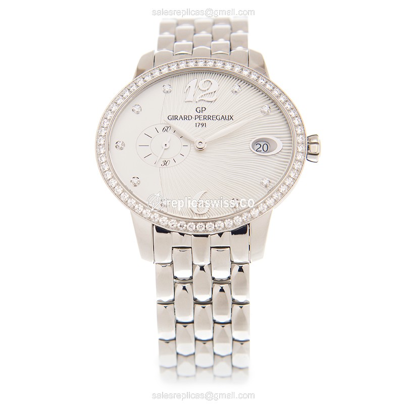 Girard Perregaux 80484D11A161 CATS EYE - Auto - White Dial - Diamond Case - Silver Steel Strap - View 2