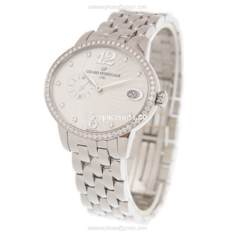 Girard Perregaux 80484D11A161 CATS EYE - Auto - White Dial - Diamond Case - Silver Steel Strap - View 3