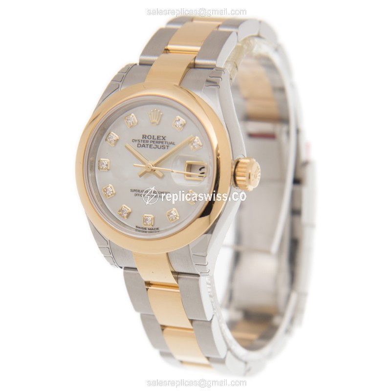 Rolex Datejust Replica | Automatic | White Dial | Gold & Steel Case - View 3