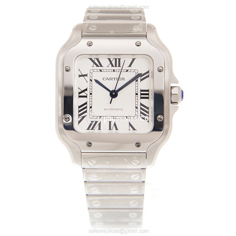 Cartier Santos Replica - Automatic - Stainless Steel - White Dial - Silver Clasp - View 2