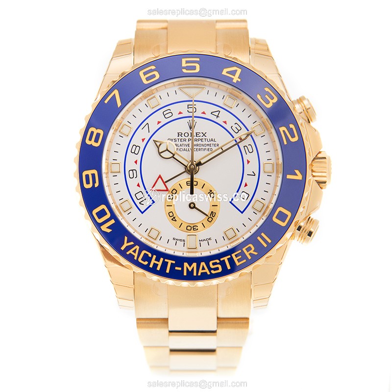 Rolex Yacht Master II Replica - Automatic - 18kt Yellow Gold - White Dial - View 2