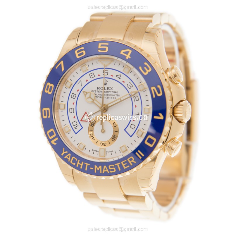 Rolex Yacht Master II Replica - Automatic - 18kt Yellow Gold - White Dial - View 3