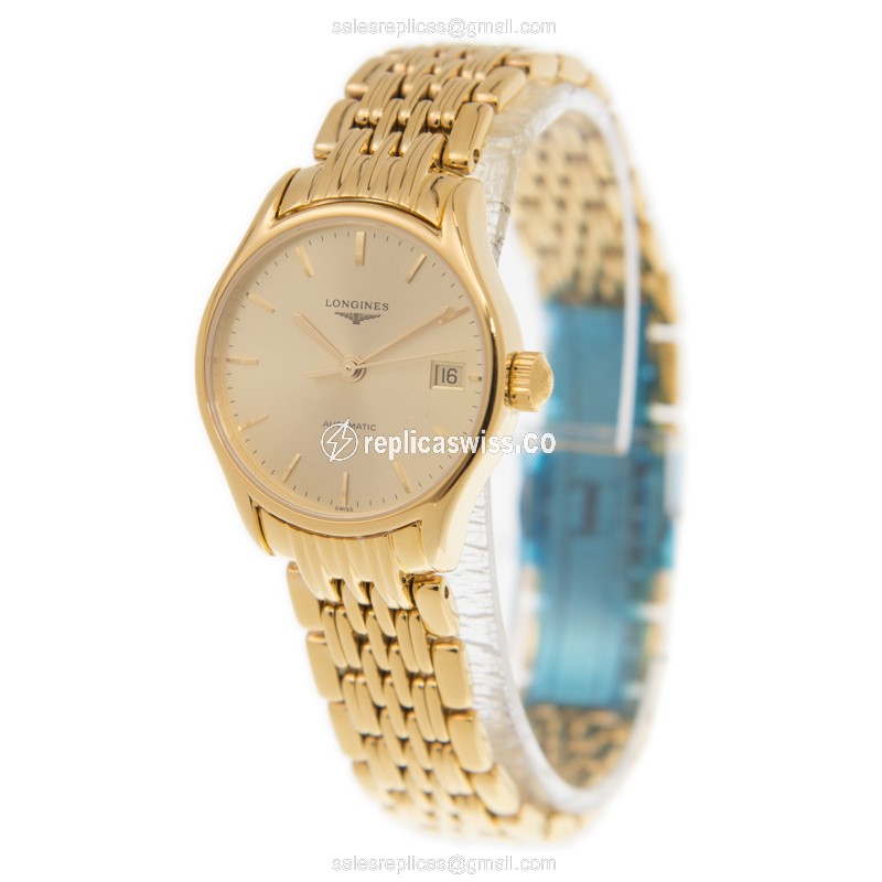 Longines Lyre Replica - Automatic - 18kt Gold Case - Gold Dial - Gold Clasp - View 3