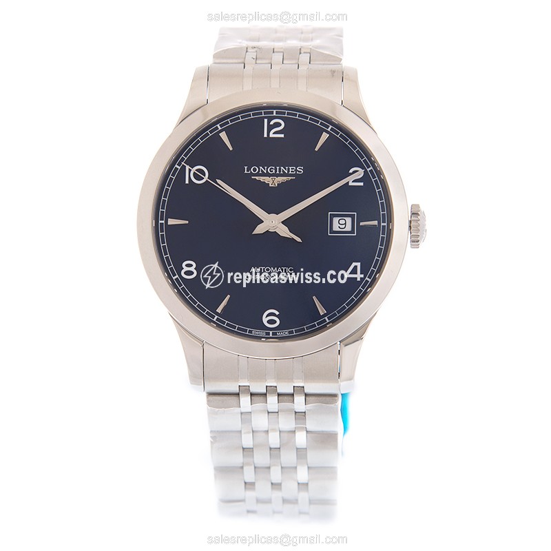 Longines RECORD Replica - Automatic - Blue Dial - Steel Case & Band - View 2
