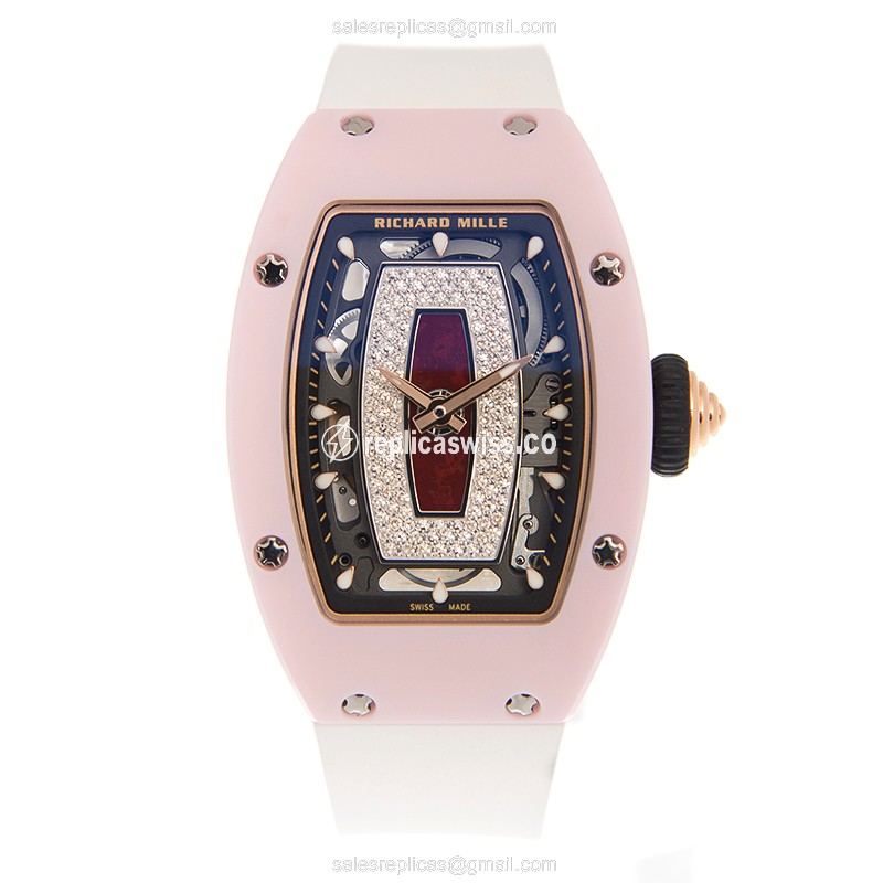 Richard Mille RM07-01 Replica - Automatic Ceramic - Silver Dial - White Rubber - Buckle Clasp - View 2